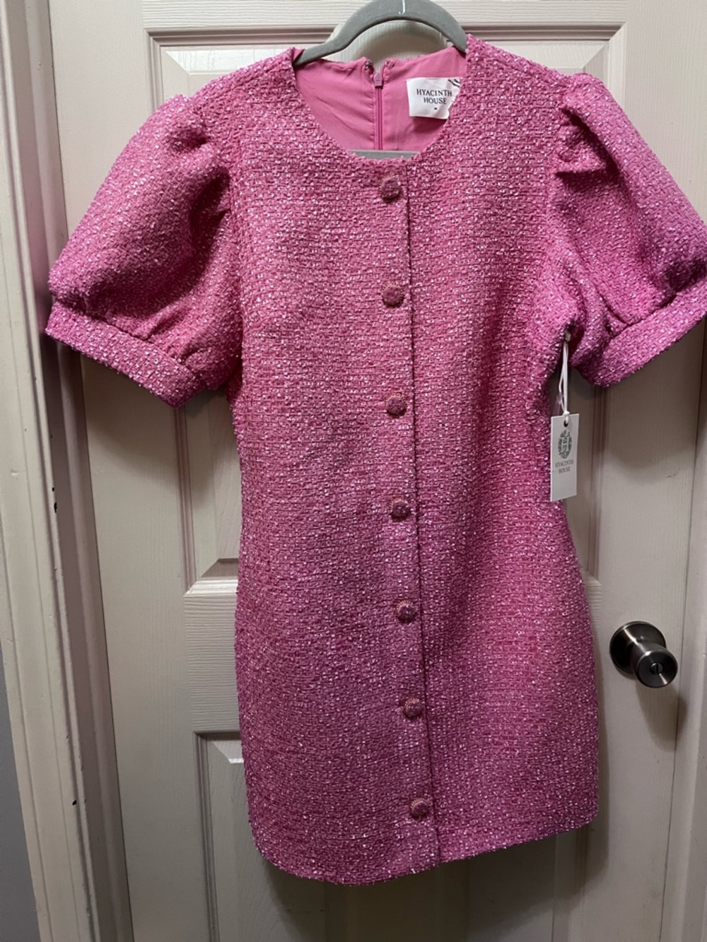 Tuckernuck Pink Tweed Button-Front Mini Dress - Picture 5 of 7